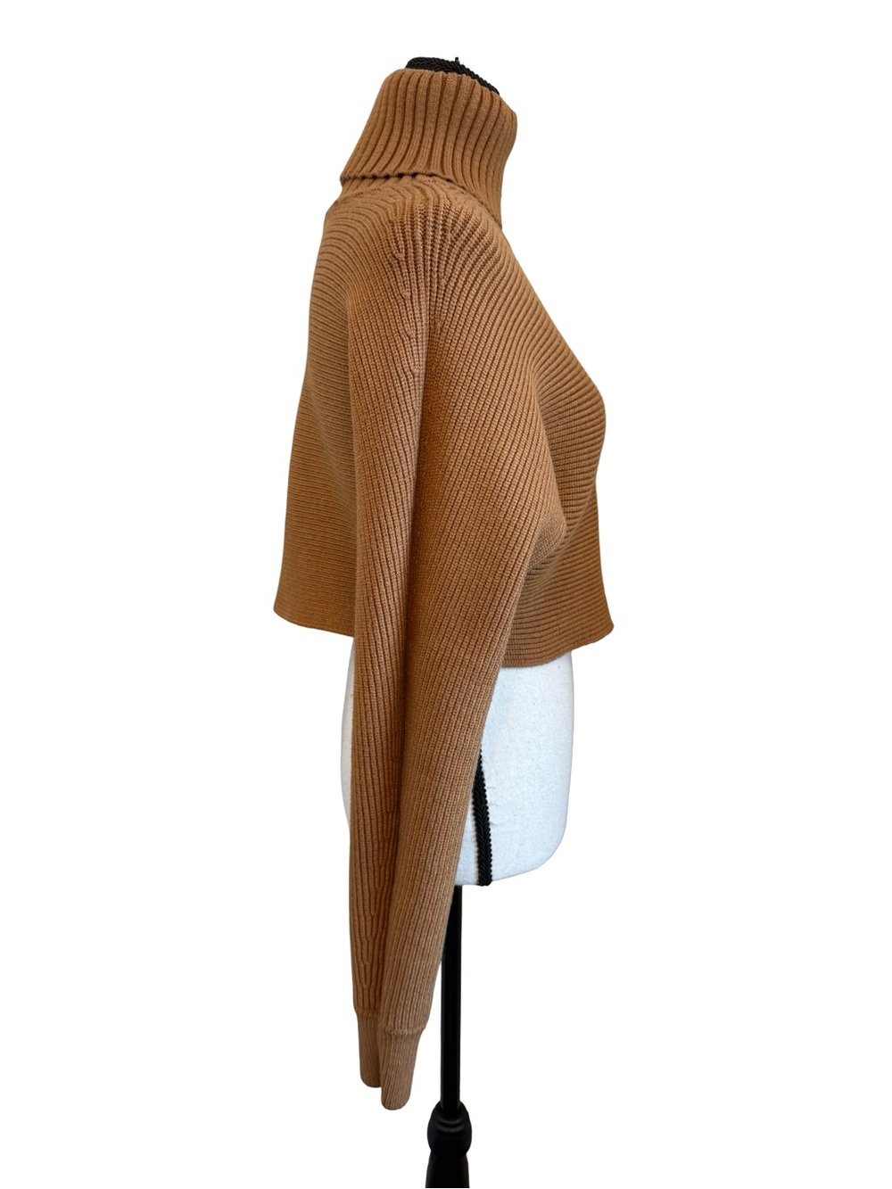 House of Harlow 1960 Camel Ribbed Cropped Turtleneck Sweater Pullover Small - Picture 5 of 12